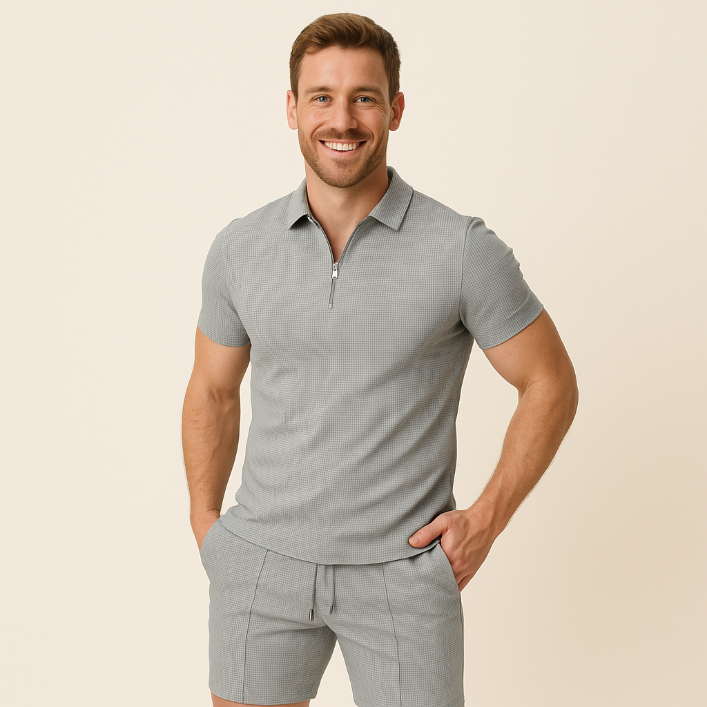 Polo Estiva Uomo con Zip e Scollo V