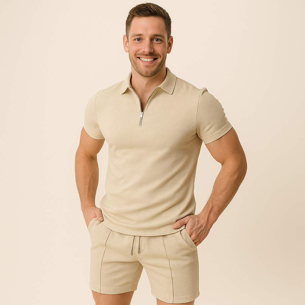 Polo Estiva Uomo con Zip e Scollo V