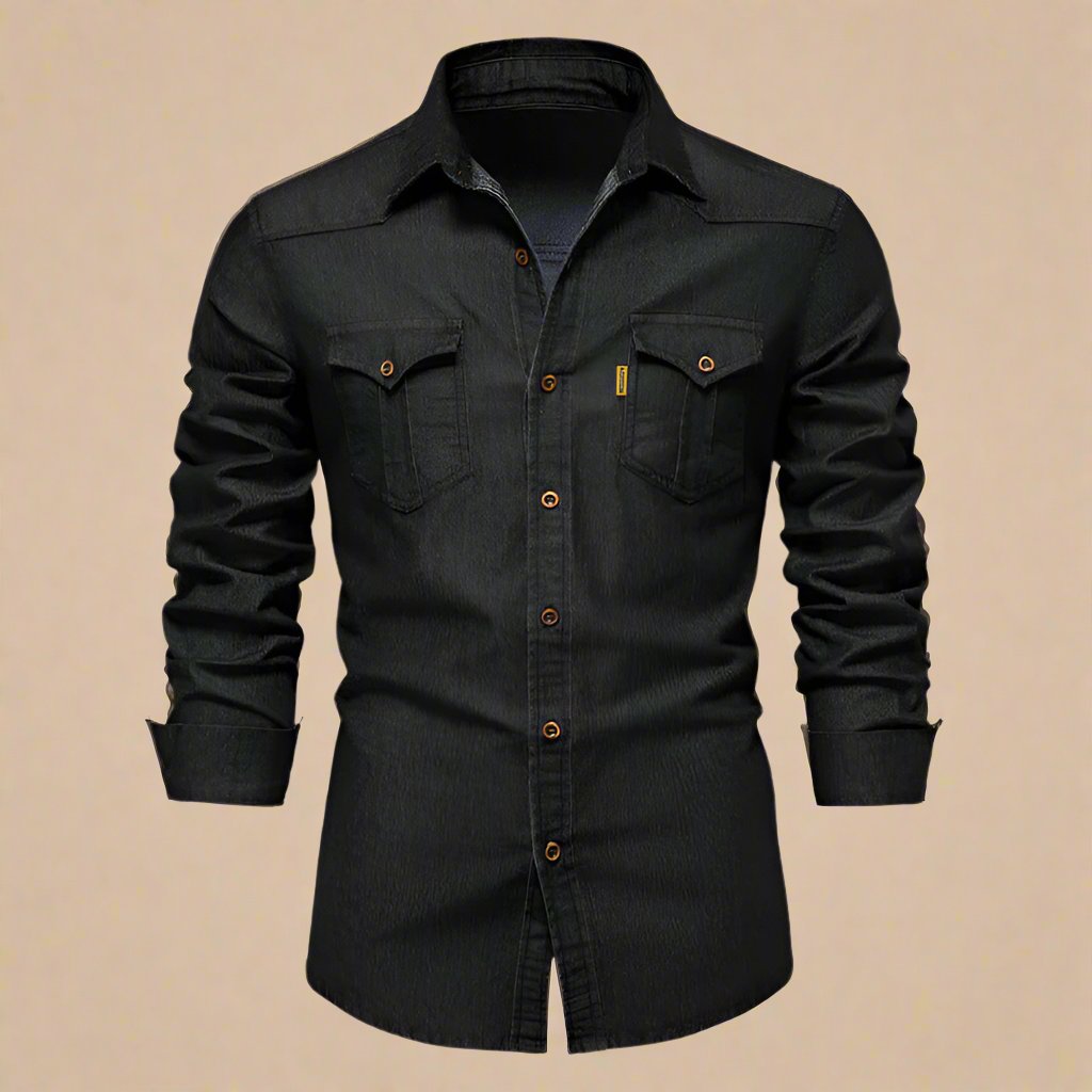 Camicia in Denim | Elegante Camicia in Denim Stretch con Maniche Lunghe
