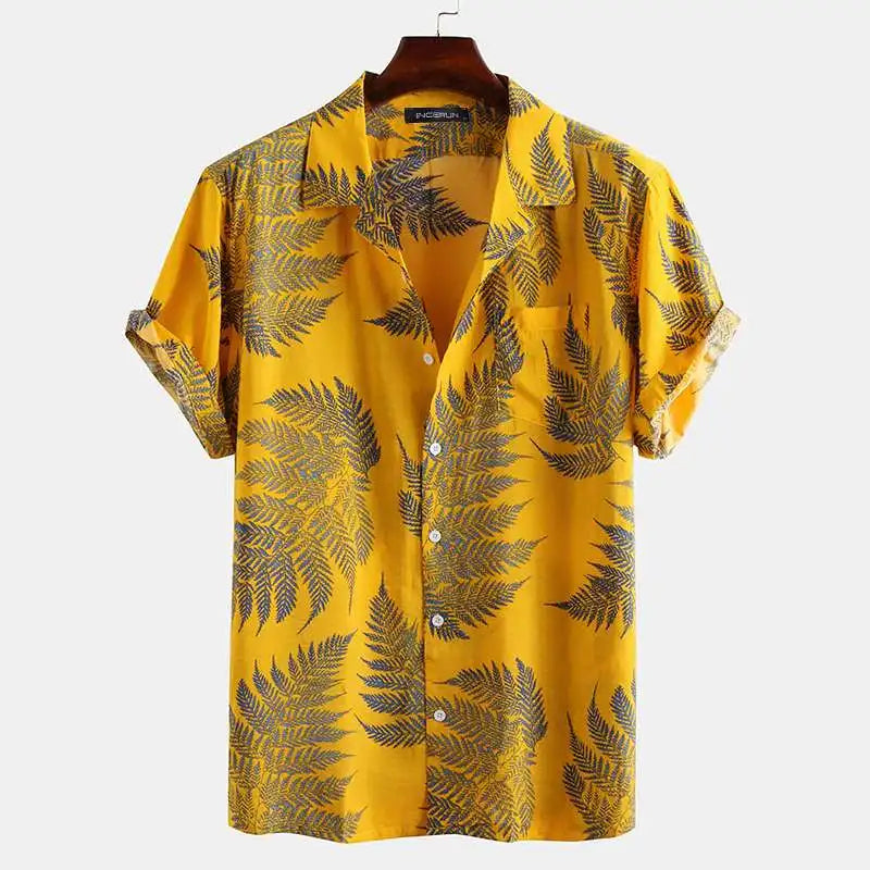 Camicia Tropicale con Stampa Foglie