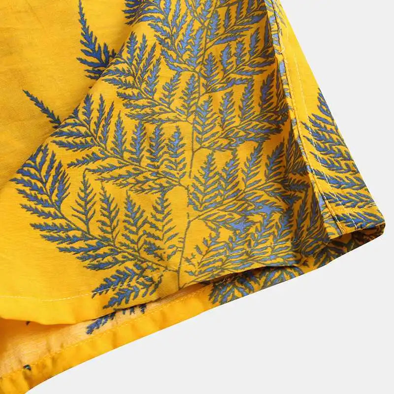 Camicia Tropicale con Stampa Foglie