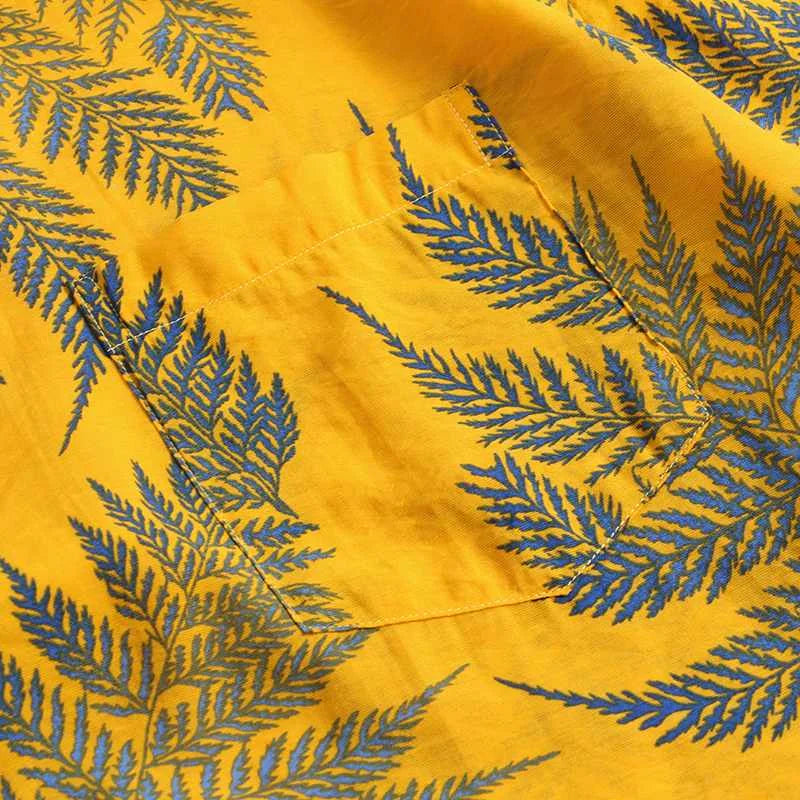 Camicia Tropicale con Stampa Foglie