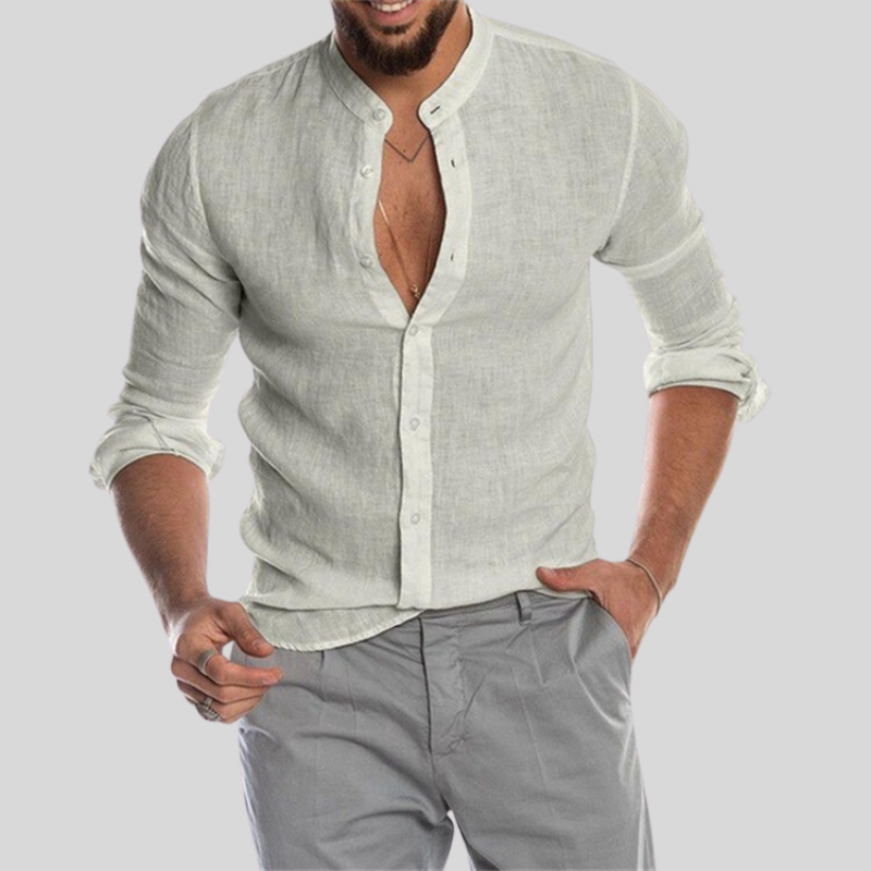 Camicia Lino Leggera Manica Lunga Casual
