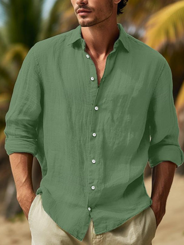 Camicia Lino Uomo Manica Lunga Elegante