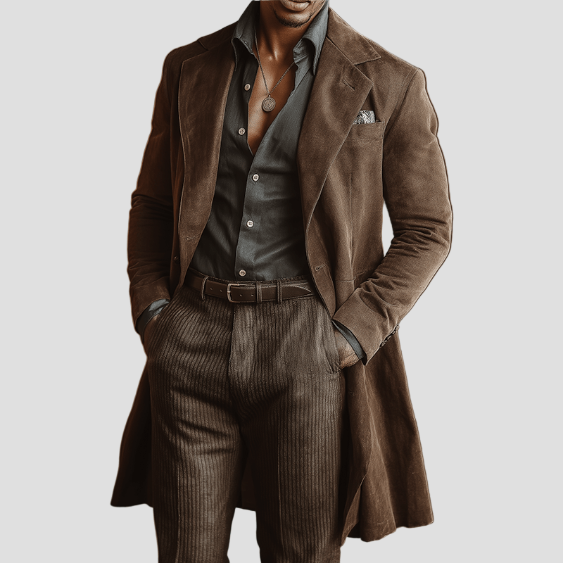 Corrado | Cappotto medio in pelle scamosciata