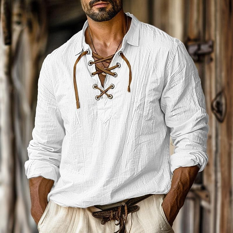 Camicia Lino Uomo Manica Lunga Elegante