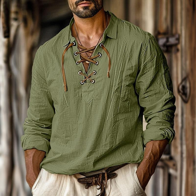 Camicia Lino Uomo Manica Lunga Elegante