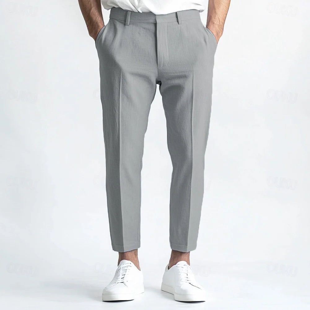 Pantaloni da uomo in lino dritti estivi traspiranti