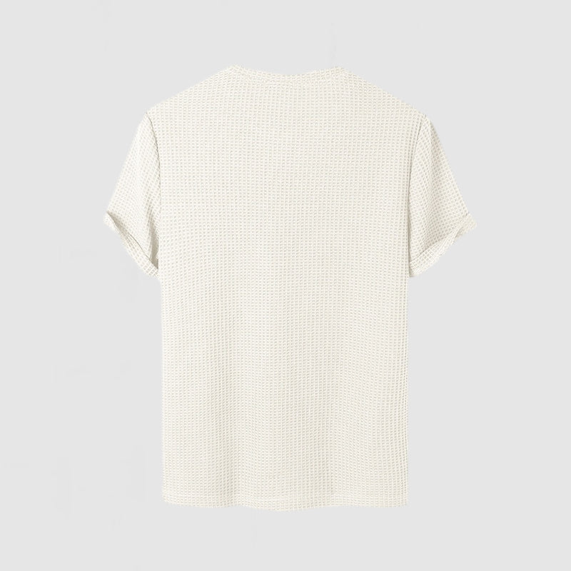 T-shirt in Cotone a Waffle a Maniche Corte