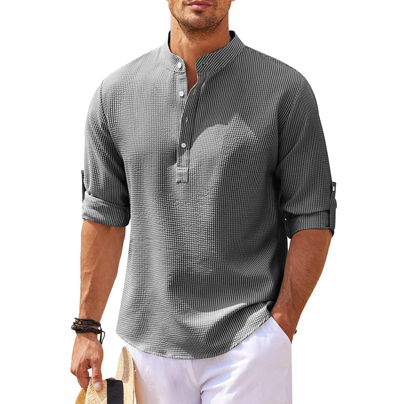 Camicia in Lino Henley a Maniche Lunghe