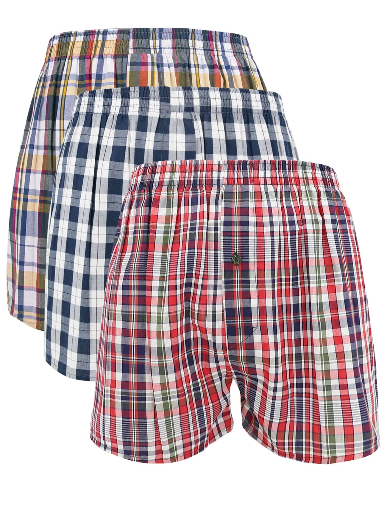 3 boxer uomo in tessuto a quadri comodi