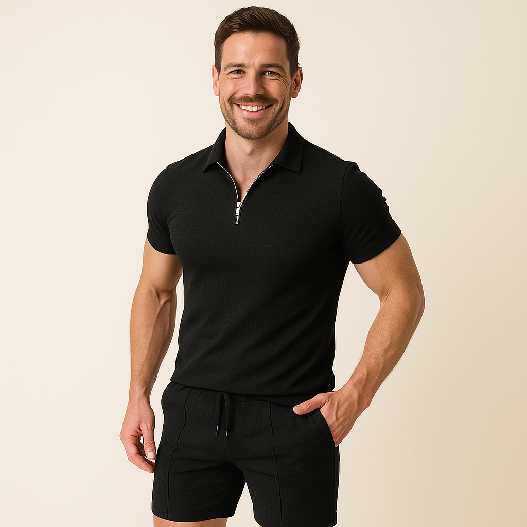 Polo Estiva Uomo con Zip e Scollo V