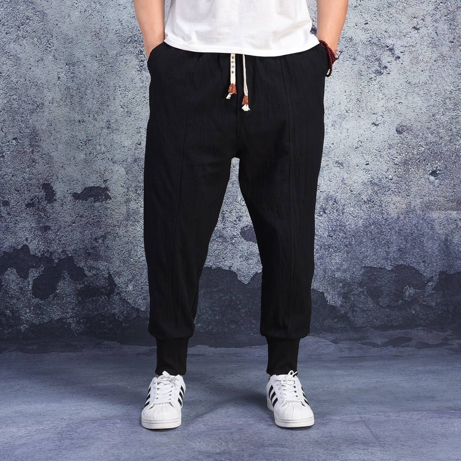 Pantaloni Harem Comodi in Cotone Neri