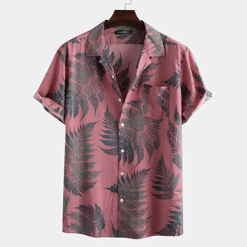 Camicia Tropicale con Stampa Foglie