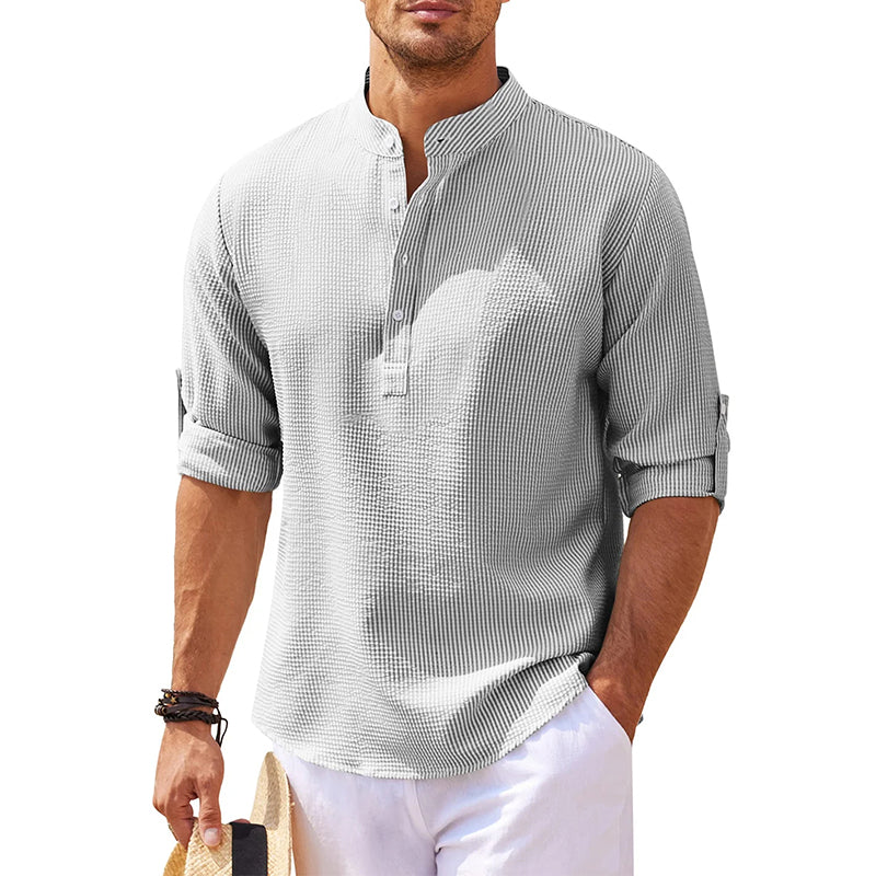 Camicia in Lino Henley a Maniche Lunghe