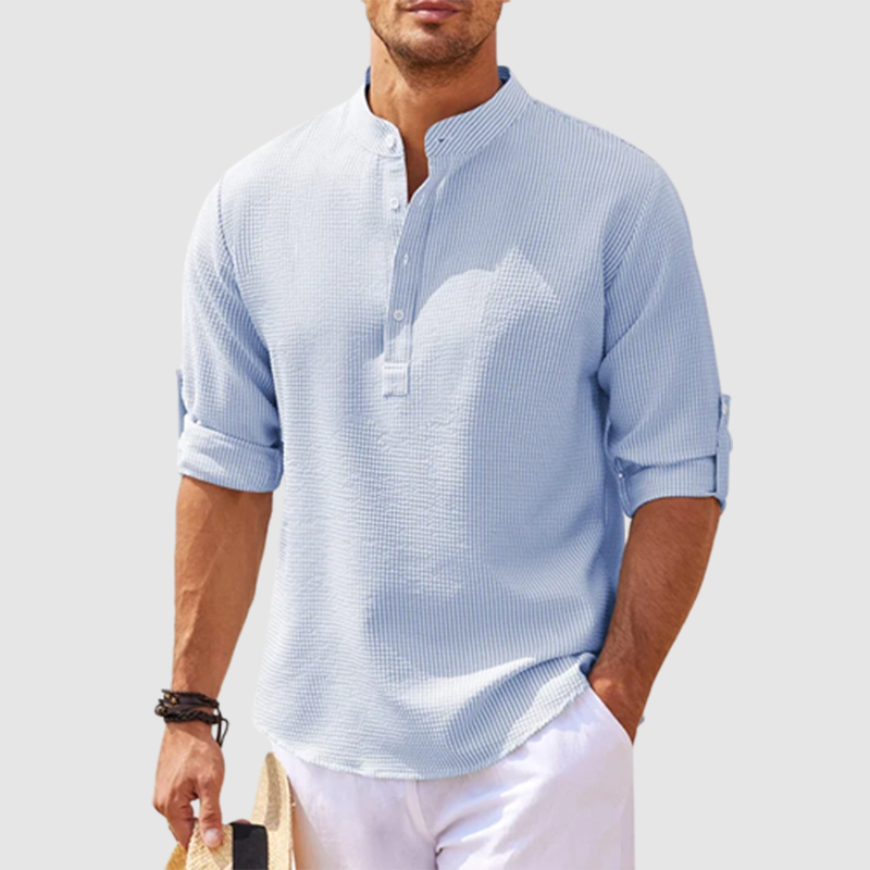 Camicia in Lino Henley a Maniche Lunghe