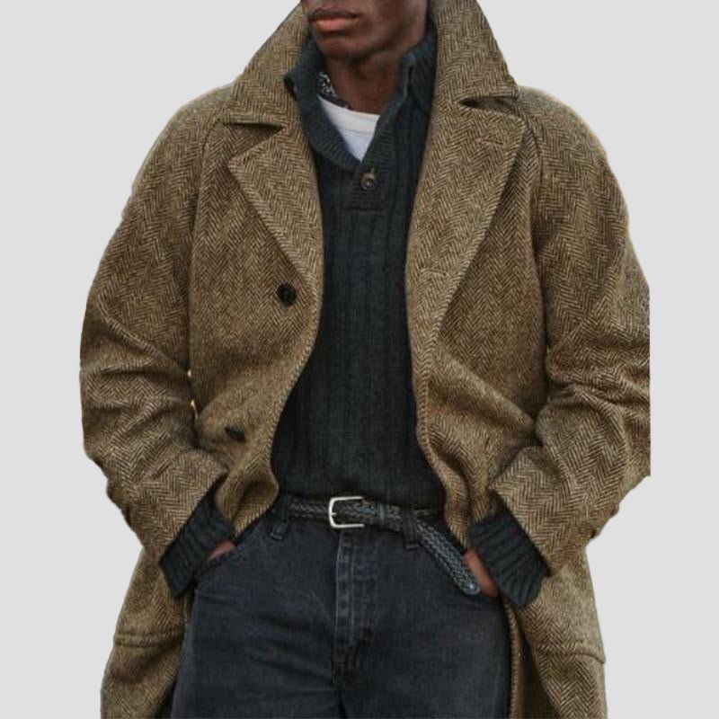 Massimo | Cappotto Vintage a Spina di Pesce di Media Lunghezza