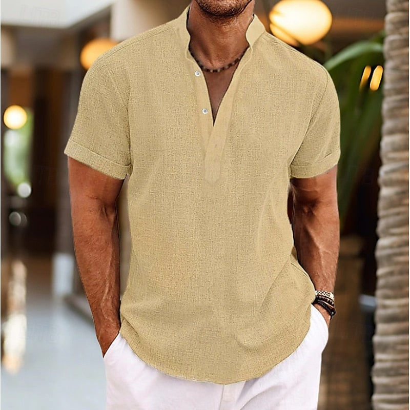 Camicia Uomo in Lino Leggera a Maniche Corte