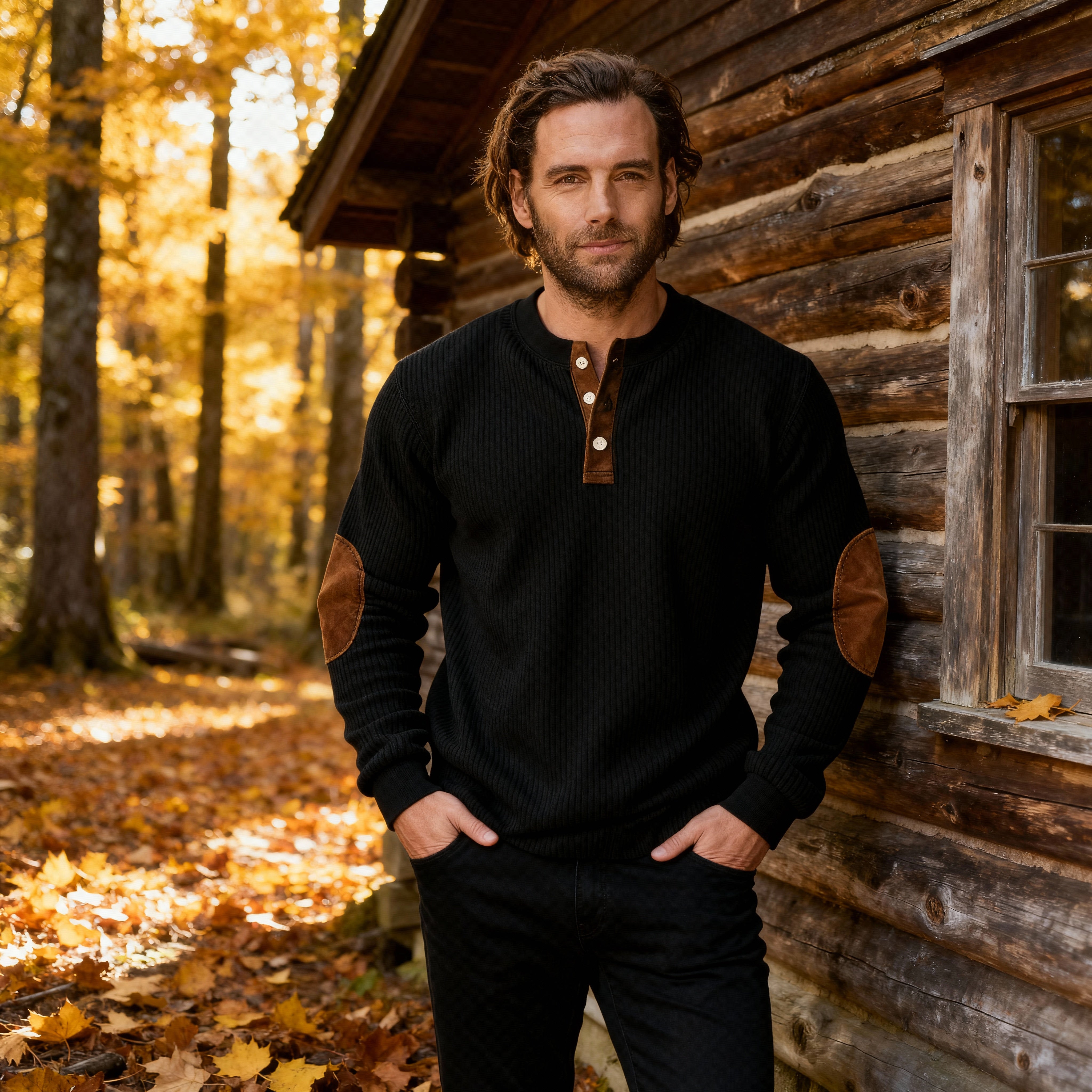 Vittorio | Felpa Bicolore con Colletto Henley